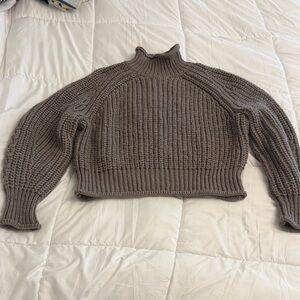H&M Taupe Ribbed Turtleneck Sweater